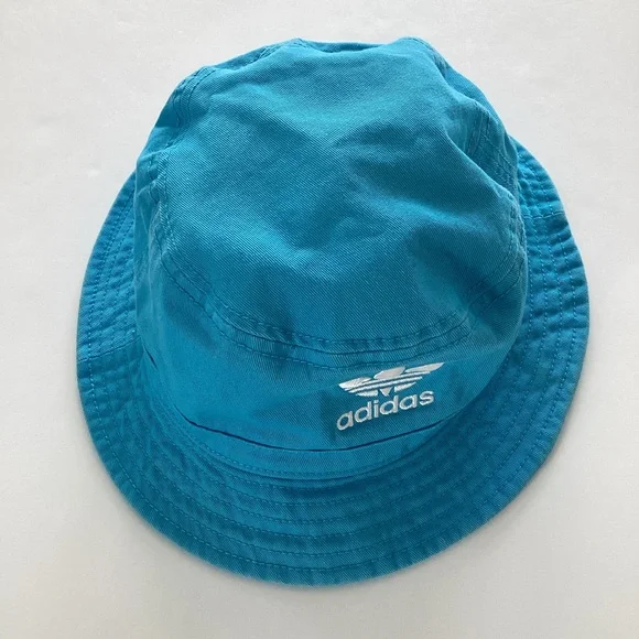 addidas Womens Washed Sky Rush Blue/White Trefoil Bucket Hat - Picture 6 of 6